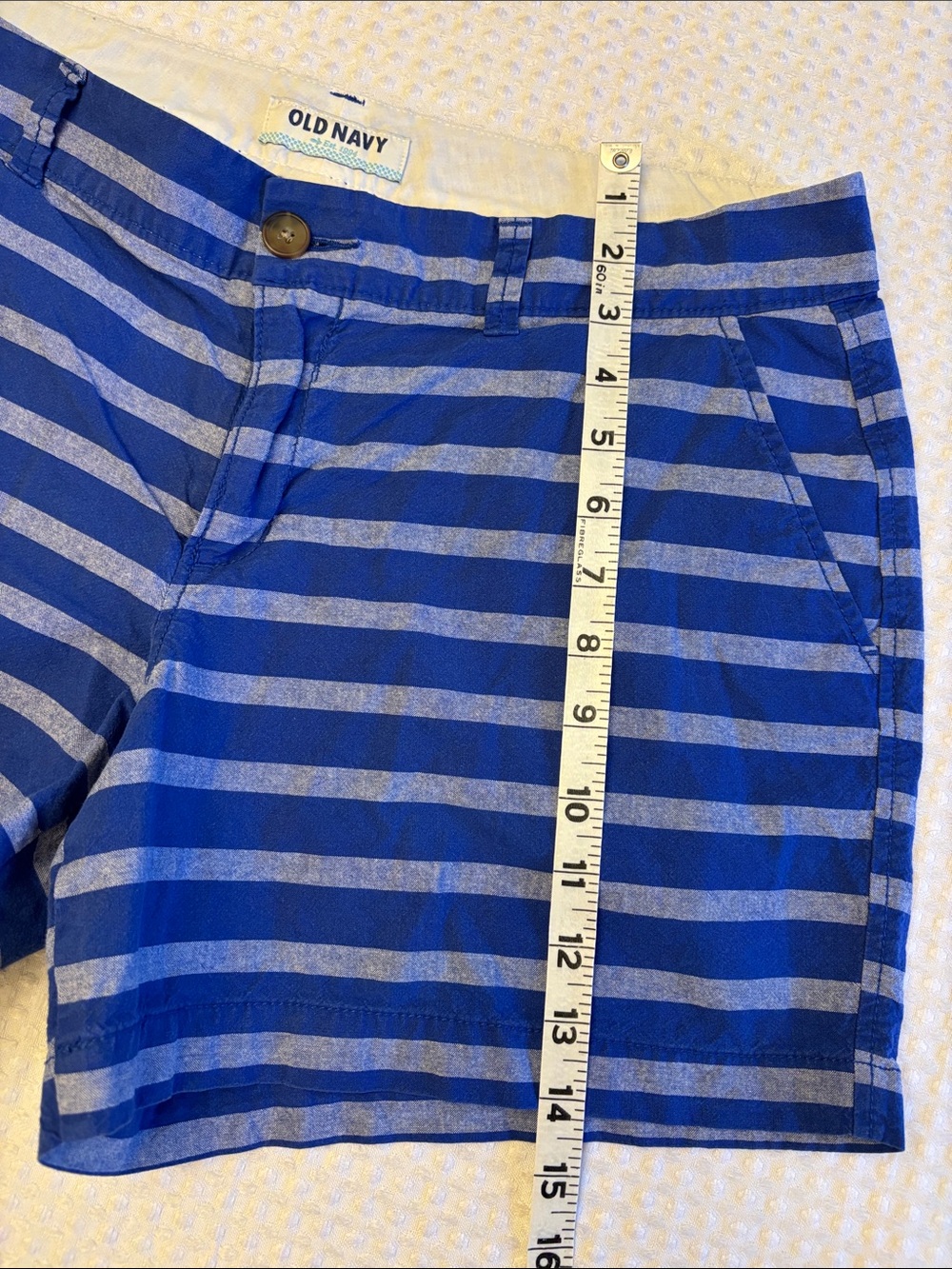 Old Navy Size 10 Royal & Light Blue Striped Shorts Classic Chino Preppy - Picture 14 of 14